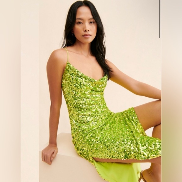 Sachin + Babi Lime Green Sequin Midi Dress - Picture 4 of 10